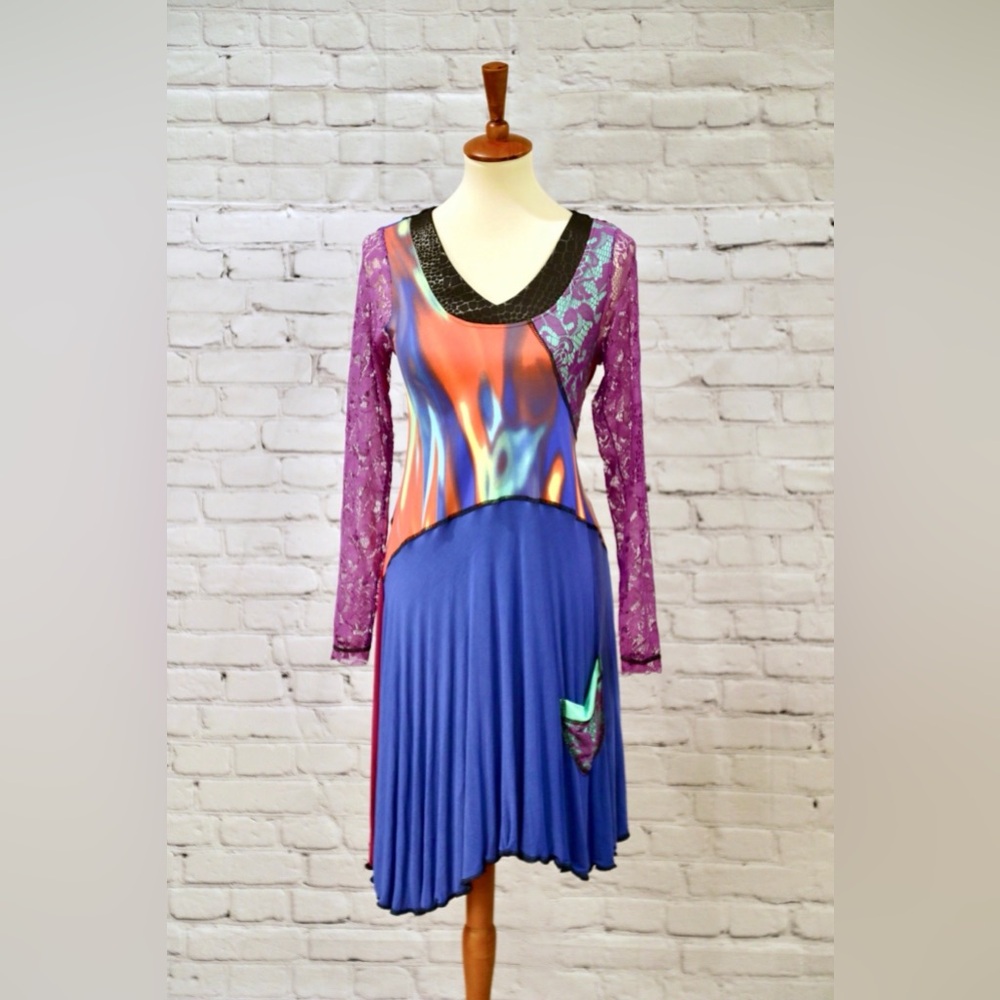 Seven waves colorful dress large nwt